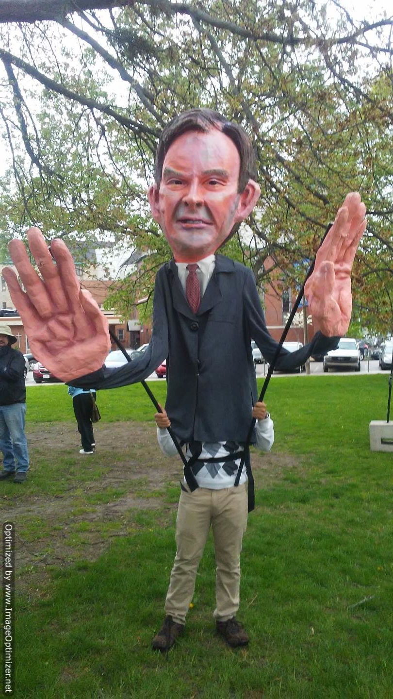 Marionette of MI Attorney General Bill Schuette at 2017 People's Climate March, Kalamazoo, MI